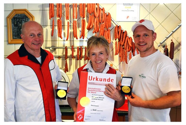 Auszeichnung auf der IFFA 2016 – Urkunde und Goldmedaillen für die Metzgerei Wiersch