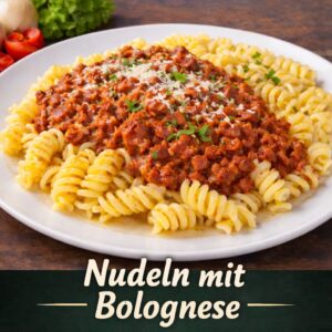 Nudeln mit Bolognese-Sauce der Metzgerei Wiersch